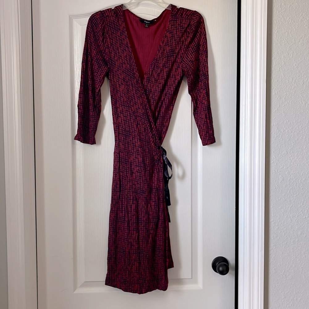 Pink and purple wrap dress